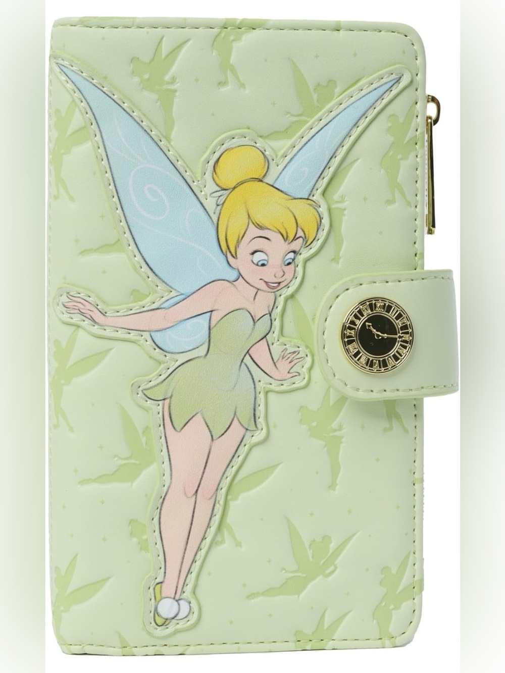 Loungefly Tinker Bell Mint Green Wallet with Blue Wings and Yellow Hair